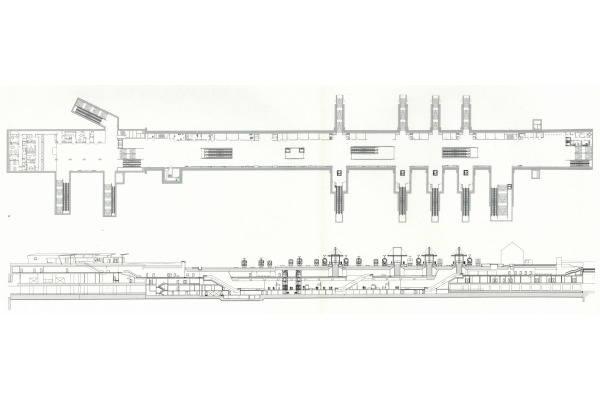 Budapest, M4 metró, Kelenföld vasútállomás, hosszmetszet, bélyegkép